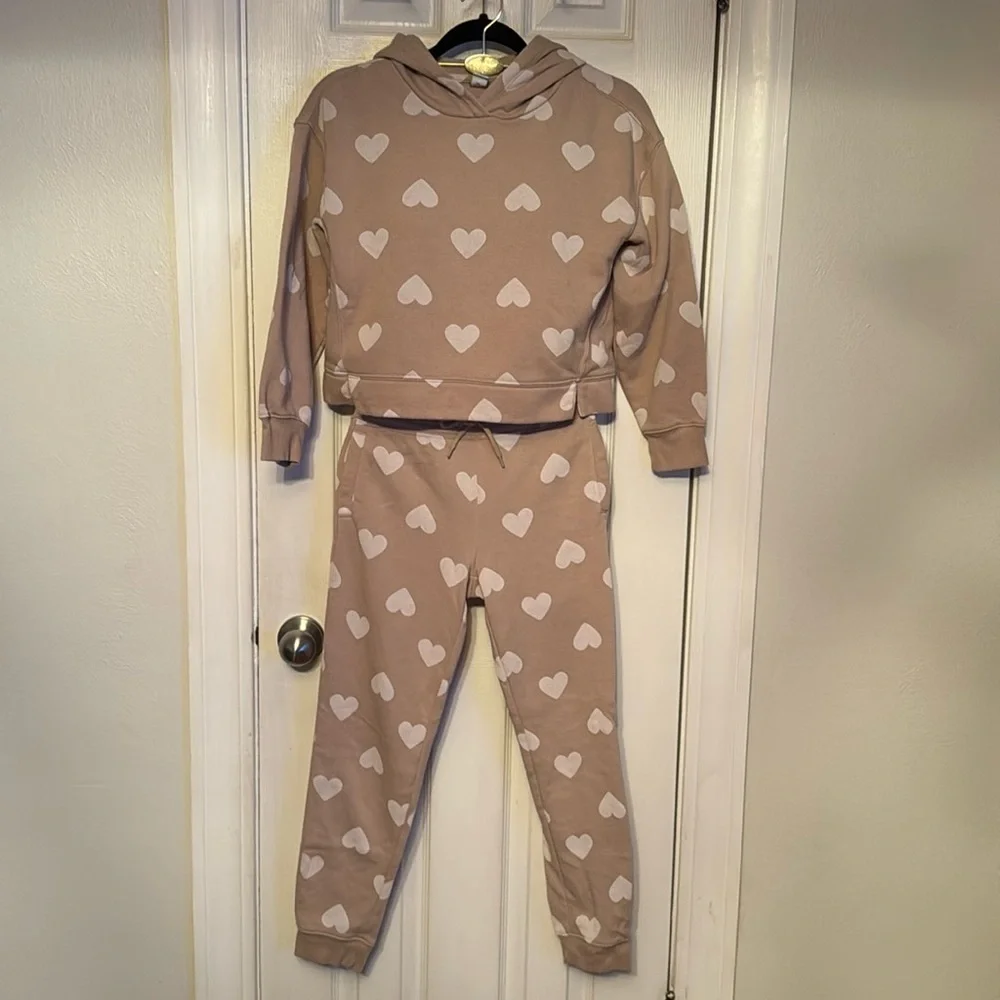 Old Navy Heart Theme Hooded Jogger Set Size L 10/12